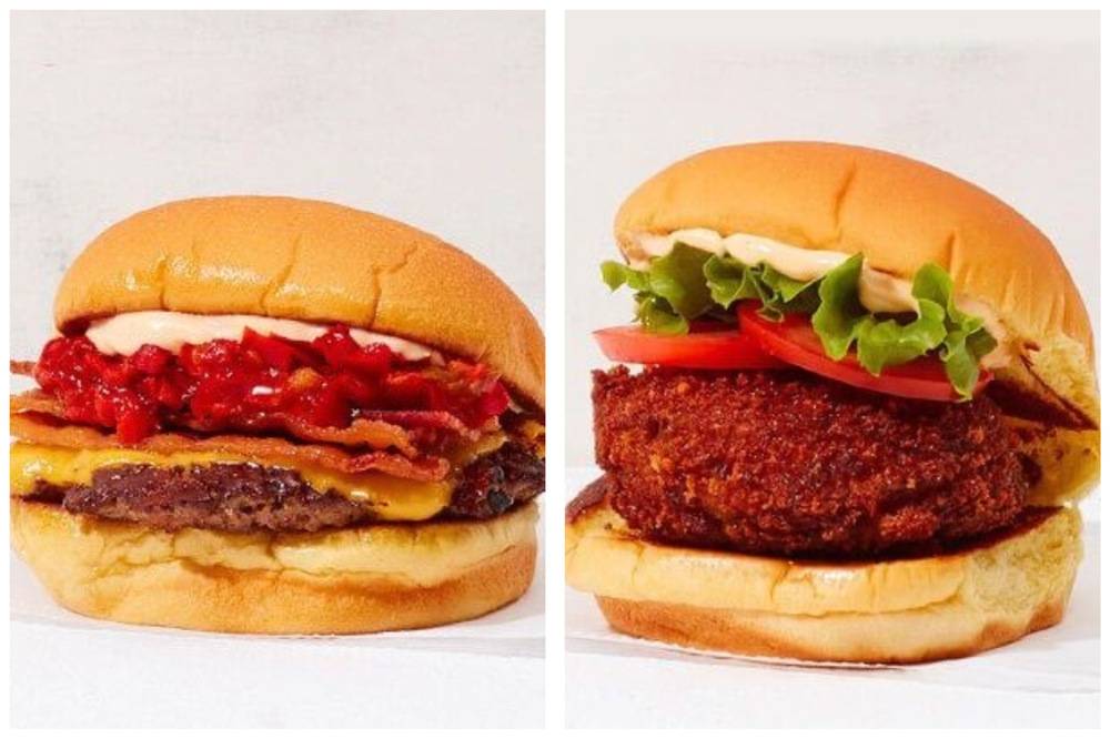 SmokeShack（左）和'Shroom Burger（蔬菜）