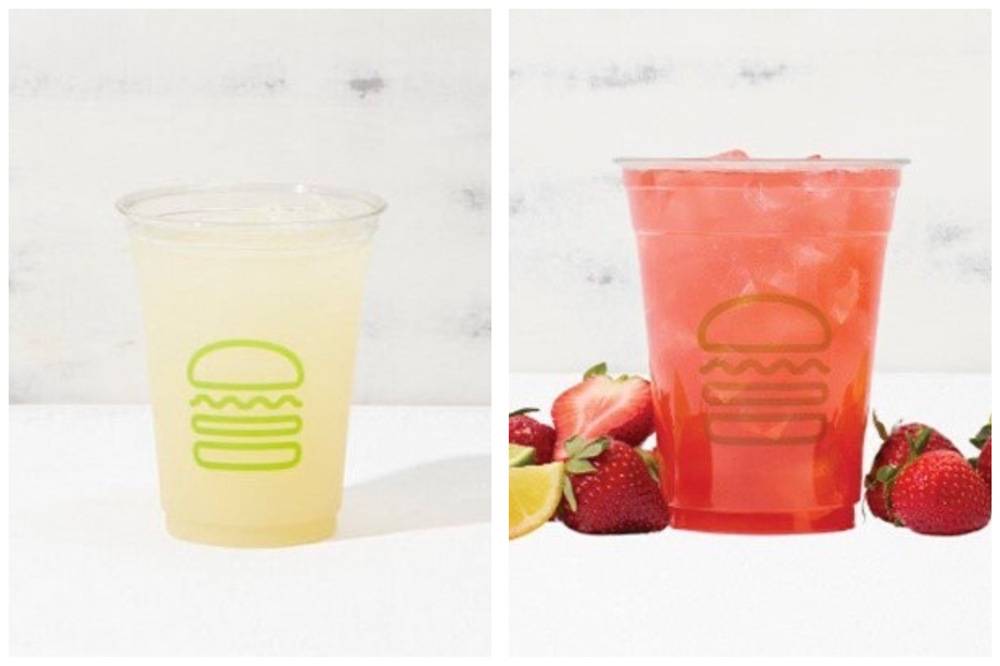 新鲜柠檬水（左）和草莓柠檬水。