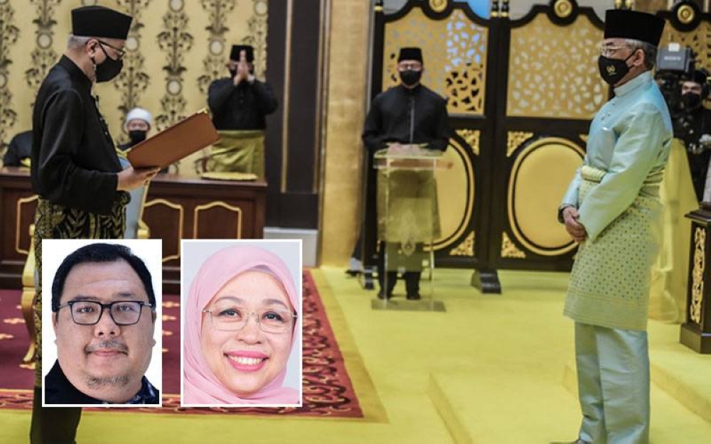 Pelantikan Ismail Sabri sebagai Perdana Menteri kesembilan adalah sah setelah mendapat perkenan Yang di-Pertuan Agong. Gambar kecil dari kiri: Khairil Azmin, Syamrahayu