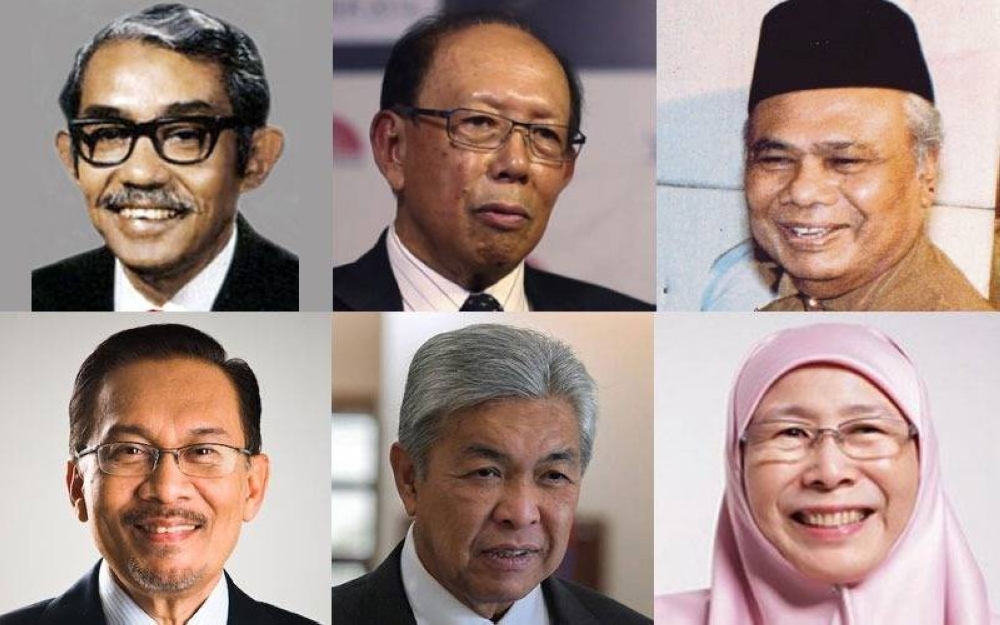 Dari kiri atas; Dr Ismail, Musa dan Ghafar mnakala dari kiri bawah pula; Anwar, Ahmad Zahid dan Wan Azizah. 