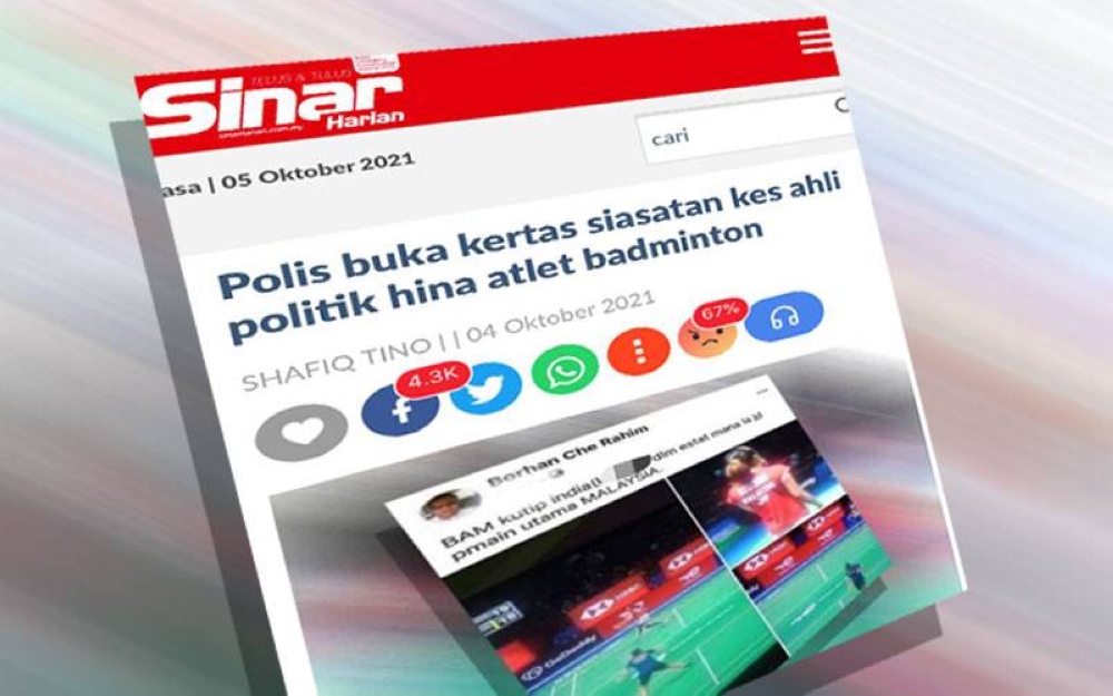 Laporan Sinar Harian pada Isnin. 