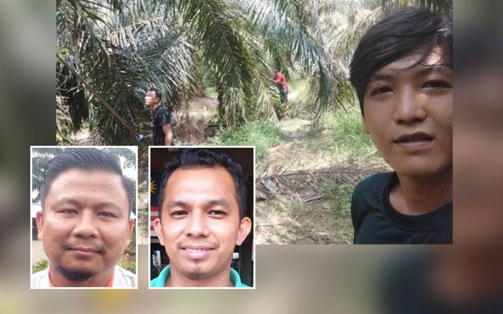 Muhammad Zahid (kanan) bersama rakan-rakan menganggap kerjaya sebagai pekerja ladang mempunyai masa depan yang cerah. Gambar kecil dari kiri: Mohd Azrul, Mohd Farid Fadzil