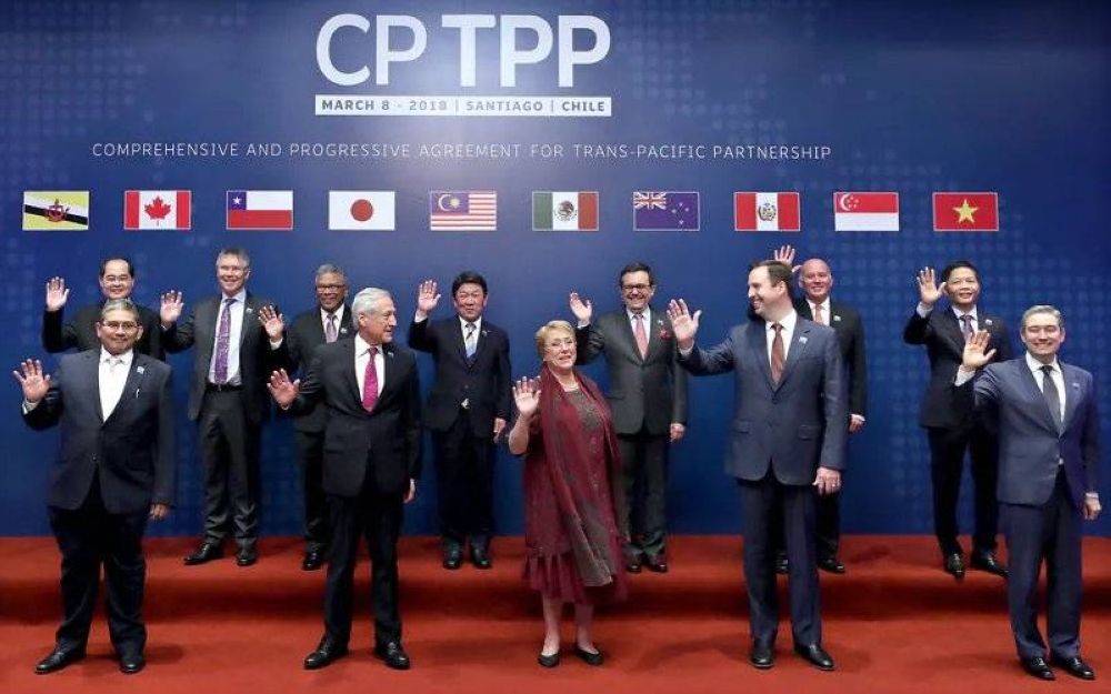 CPTPP adalah satu perjanjian yang dijenamakan semula oleh negara anggota Perjanjian Perkongsian Trans Pasifik (TPPA) selepas Amerika Syarikat (AS) mengambil keputusan menarik diri daripada TPPA pada 2017. - Foto EPA