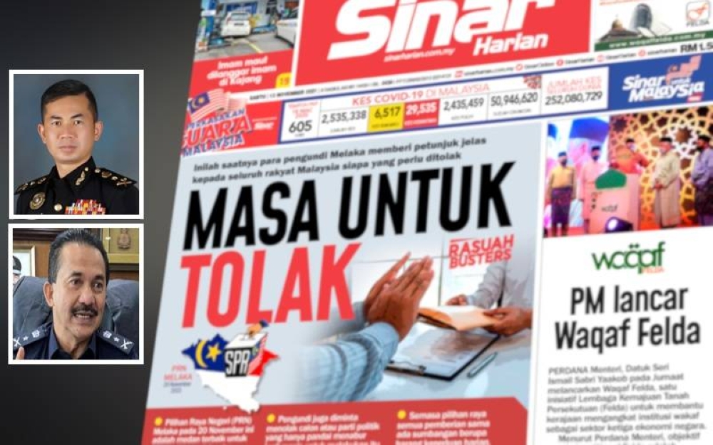 Laporan Sinar Harian pada Sabtu.(Dari Atas) Mohd Shahril, Razali