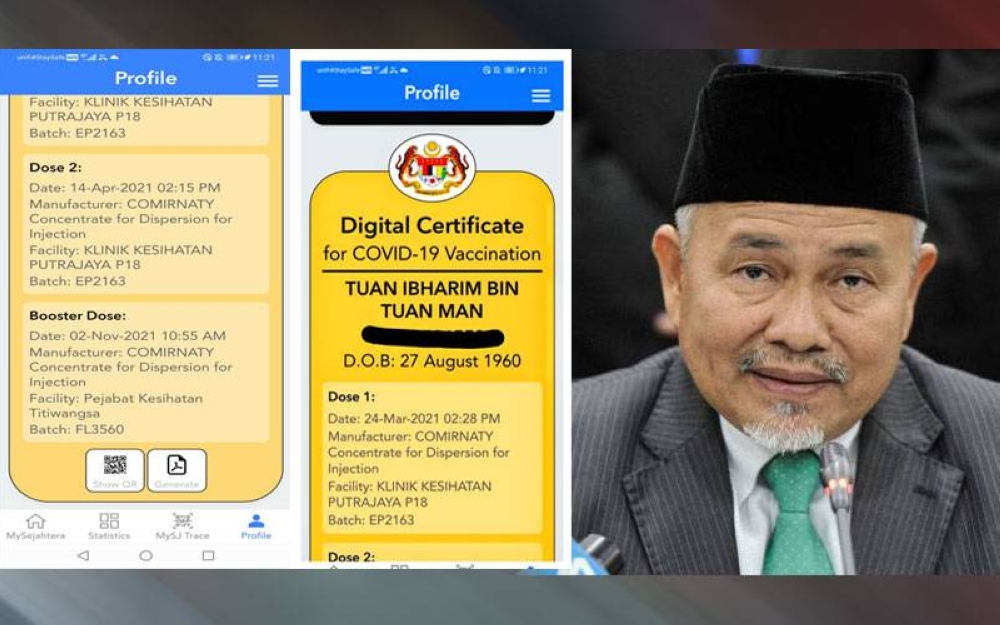 Tuan Ibrahim mendapat suntikan kedua pada 14 April 2021 manakala suntikan booster pada 2 November 2021.