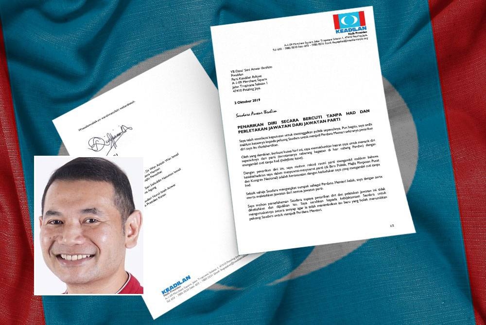 Rafizi menjelaskan beliau telah menyerahkan surat penarikan diri dan peletakan jawatan dalam PKR kepada Anwar, 2 Oktober 2019. Gambar kecil: Rafizi