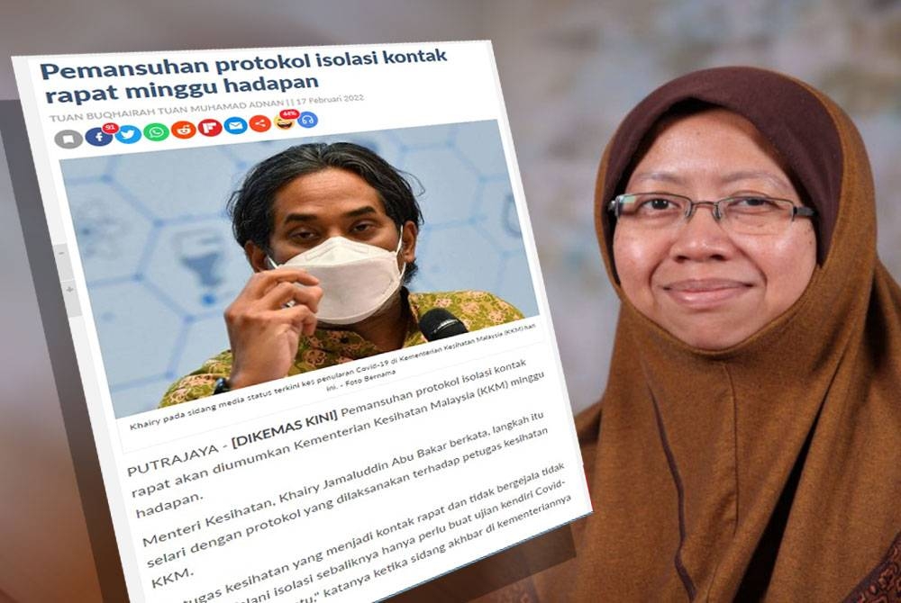 Laporan Sinar Harian pada Khamis. Gambar kanan: Dr Malina