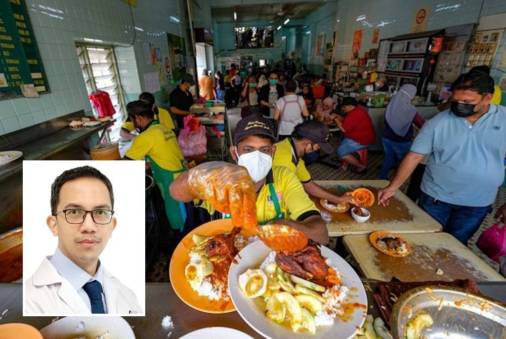 Kebanyakan rakyat Malaysia ketika ini makan tidak kurang daripada lima kali dalam sehari. - Foto Bernama (Gambar kecil: Muhammad Iqbal)