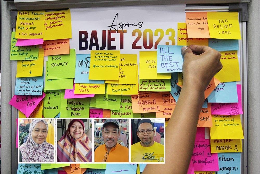 Rakyat Malaysia amat mengharapkan Bajet 2023 yang akan dibentangkan pada 7 Oktober ini memberi kelegaan buat mereka. - Gambar hiasan (Gambar kecil: Dari kiri; Nor Aizan, Maryam Safia, Idris dan Nashrun)