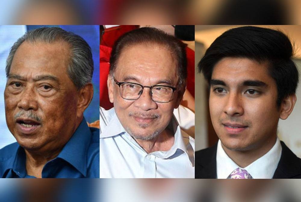 Gambar dari kiri: Muhyiddin, Anwar dan Syed Saddiq bertarung di tempat yang tak dianggap laluan mudah.