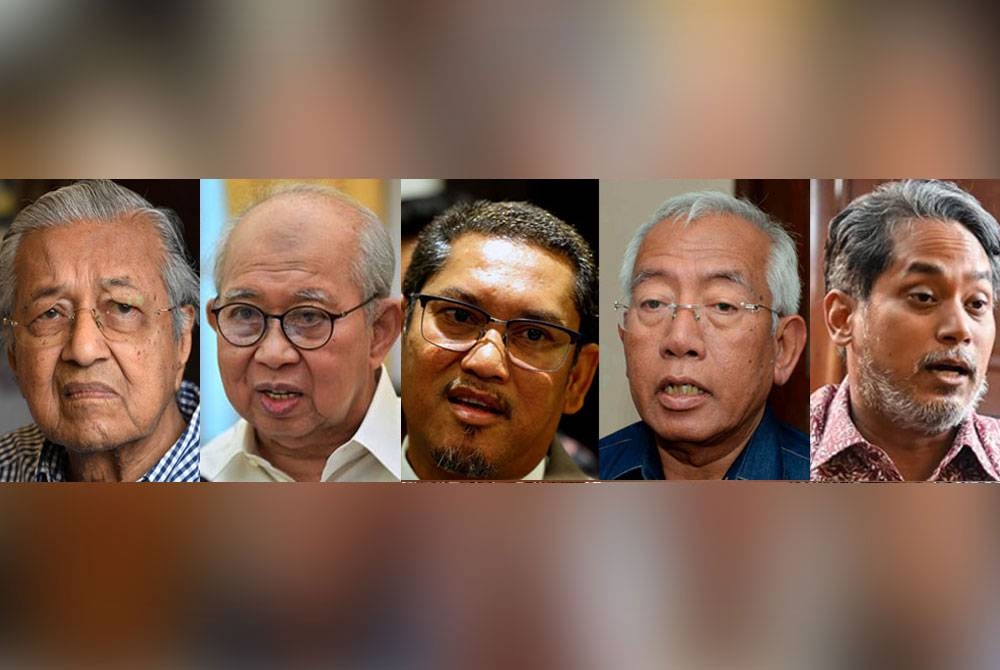 Gambar dari kiri: Mahathir Mohamad, Tengku Razaleigh Hamzah, Ahmad Faizal Azumu, Mahdzir Khalid, Khairy