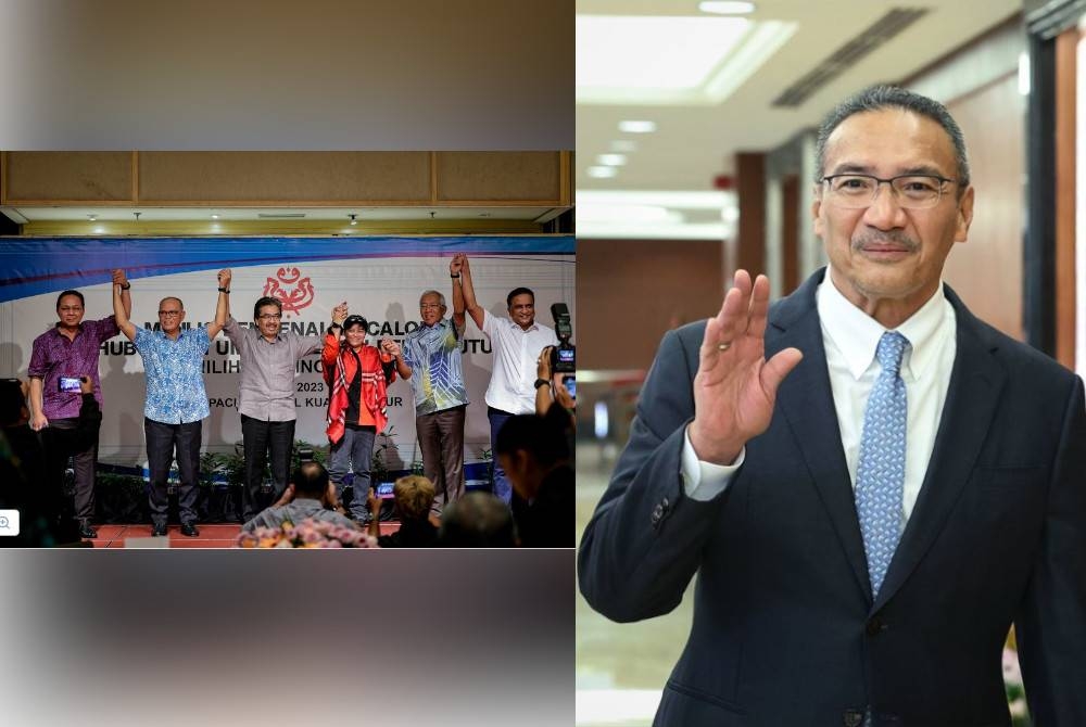 Pemilihan UMNO bagi sesi 2023/2026 menyaksikan lapan calon sah merebut jawatan Naib Presiden parti itu. - Foto Bernama. Gambar kanan: Hishammuddin