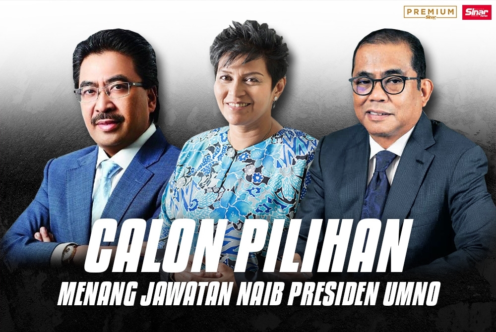 (Dari kiri) Johari, Azalina dan Mohamed Khaled berpotensi menang jawatan Naib Presiden UMNO pada pemilihan kali ini.