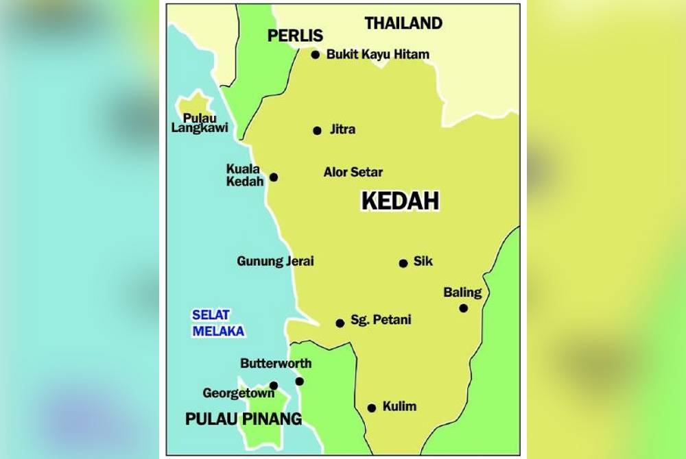 Peta Pulau Pinang dan Kedah.