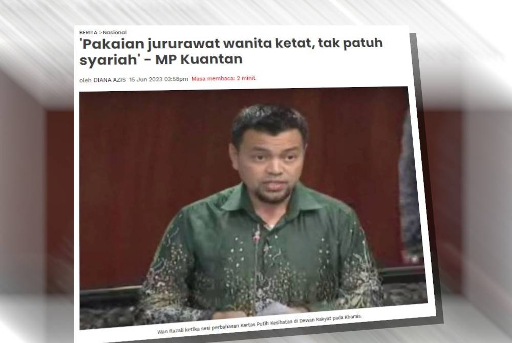 Ucapan Ahli Parlimen Kuantan, Wan Razali Wan Nor mengenai kod etika jururawat yang mengambil masa sekitar 44 saat daripada lima minit ucapan beliau dijadikan bahan perbahasan dan serangan.