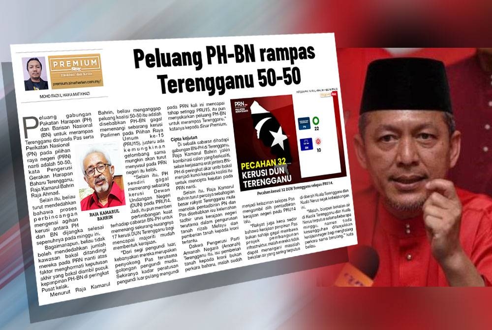 Keratan akhbar Sinar Harian pada Selasa. Razali (kanan).