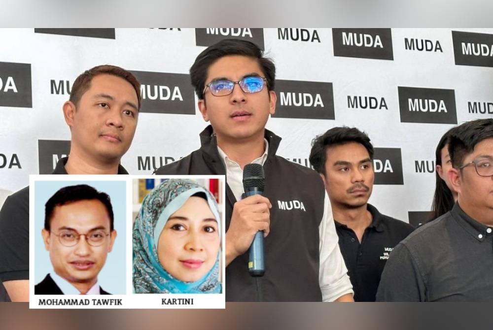 Syed Saddiq (dua dari kiri) mengumumkan Muda akan bergerak solo di enam negeri pada PRN nanti.