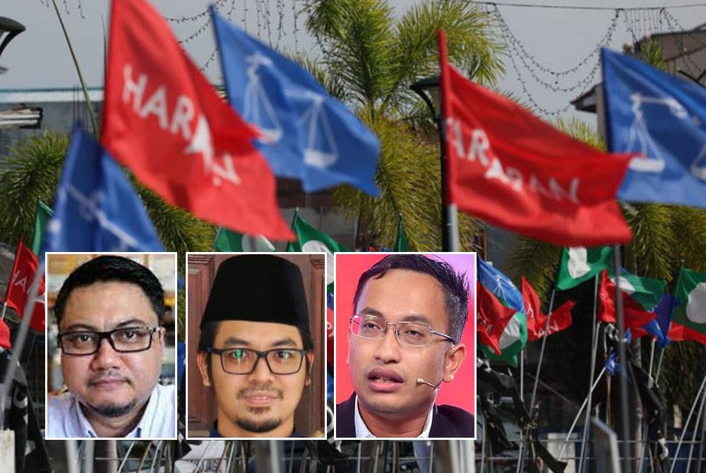 Parti-parti yang bertanding pada PRN Sabtu ini dilihat lebih cenderung menggunakan strategi bertahan di kubu sendiri. Gambar kecil dari kiri: Hisommudin, Abdul Muqit, Mohammad Tawfik