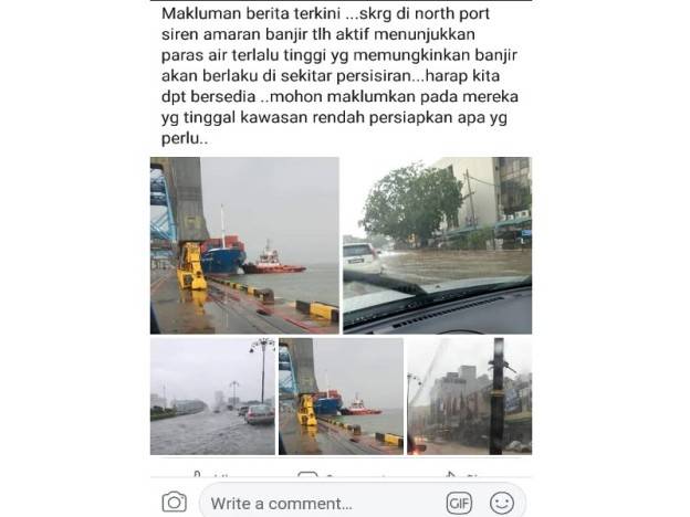 Mesej yang tular di laman sosial semalam mengenai siren amaran banjir yang dikatakan telah diaktifkan Northport