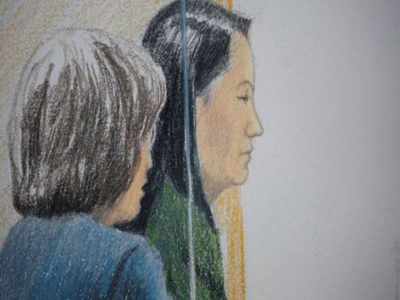 Gambar ilustrasi menunjukkan Wanzhou ketika dibicarakan di Mahkamah Tinggi British Columbia, semalam.