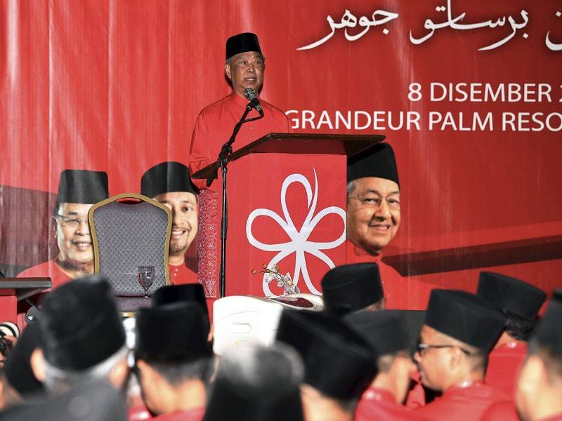 Muhyiddin berucap pada Perasmian Konvensyen Bersatu Negeri Johor 2018 hari ini. - Foto Bernama