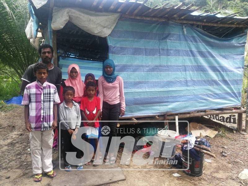 Pondok kayu beratap dan dinding kanvas menjadi tempat berteduh tujuh beranak itu.