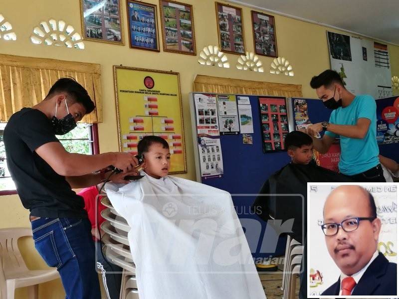 Program Gunting Rambut Percuma edisi perintis tahun lalu dijalankan secara serentak di 12 KRT dan kali ini bakal diteruskan di 19 KRT seluruh Daerah Hulu Terengganu. (Gambar kecil: Asronizam Mamat )