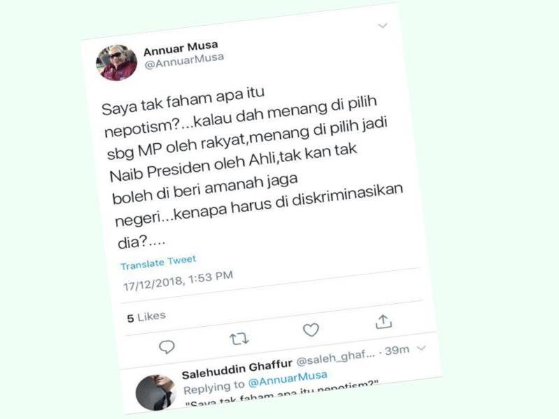 Ciapan Annuar di laman mikto Twitter miliknya.