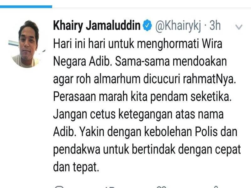 Ciapan Khairy di laman mikro Twitter miliknya.
