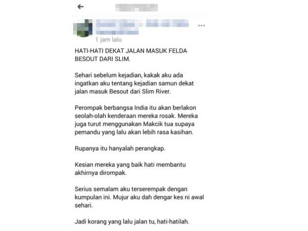 Status viral yang dikongsikan.