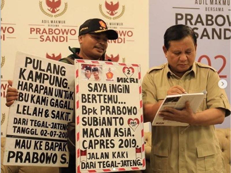 Prabowo Subianto bertemu penyokongnya, Raham.