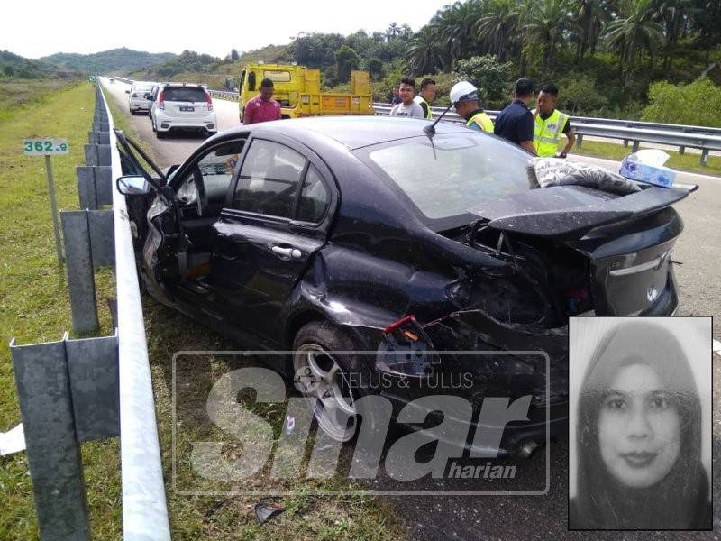 Kereta dipandu mangsa hilang kawalan sebelum terbabas.