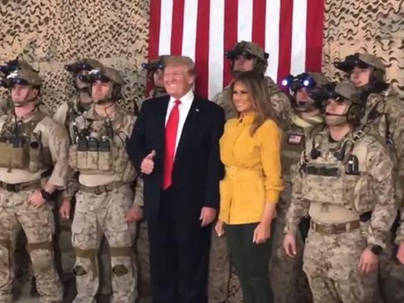 Trump melakukan lawatan mengejut ke pangkalan tentera udara AS di Iraq. - Foto@realDonaldTrump