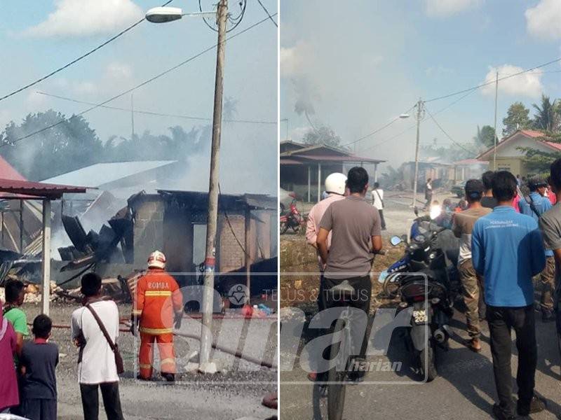 Lot rumah dihuni dua keluarga yang terlibat dalam kebakaran di Kanchong Darat Banting, pagi tadi.