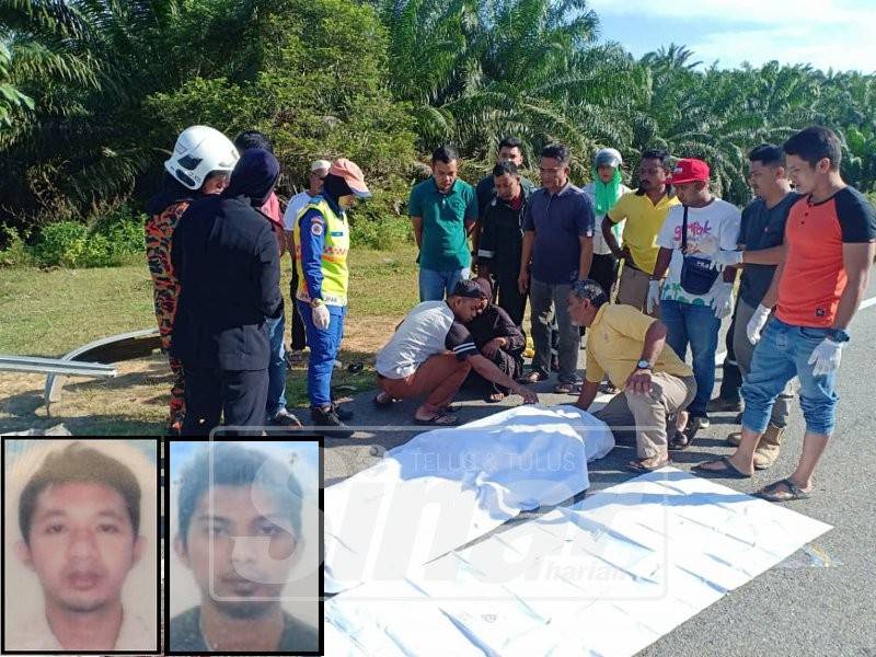 Kedua-dua mayat mangsa dihantar ke Unit Forensik Hospital Dungun. (Gambar kecil: Fazroazahar, Hisyam)