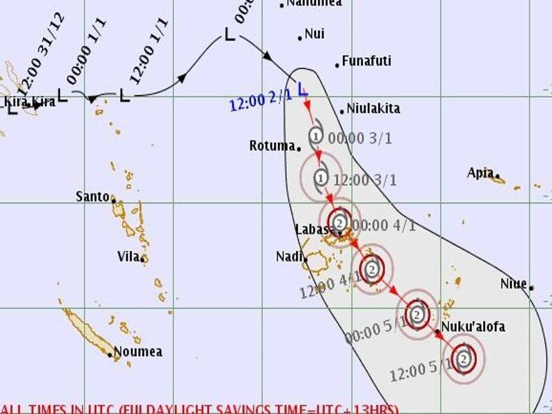 Siklon Tropika Mona dipercayai mula bergerak di tenggara dan dijangka melintasi beberapa pulau terpencil. - Foto Fiji Met Service