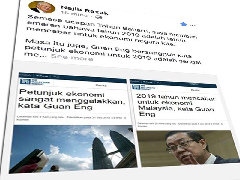 Perkongsian Najib di laman sosial Facebook miliknya, hari ini. 