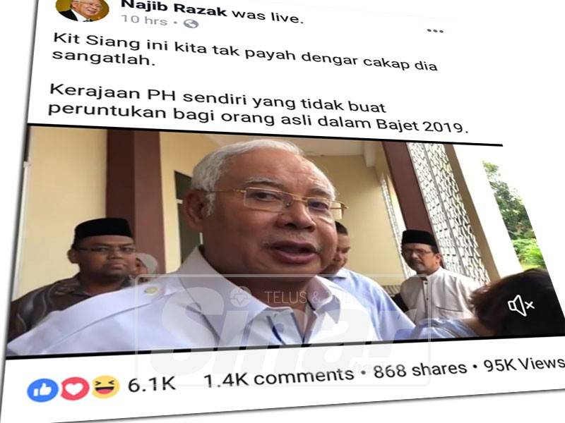 Paparan skrin kenyataan dibuat Najib di laman Facebooknya, hari ini.