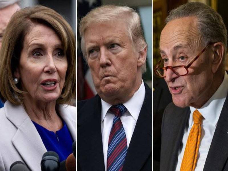 Trump sifatkan rundingan dengan Pelosi(kiri) dan Schumer (kanan) hanya membuang masa. - Foto ZeroHedge