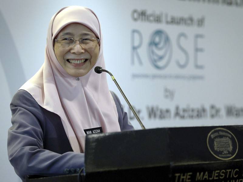 Timbalan Perdana Menteri Datuk Seri Dr Wan Azizah Wan Ismail berucap pada pelancaran Program Hentikan Halangan Untuk Melakukan Skrin Serviks (R.O.S.E) hari ini. - Foto Bernama