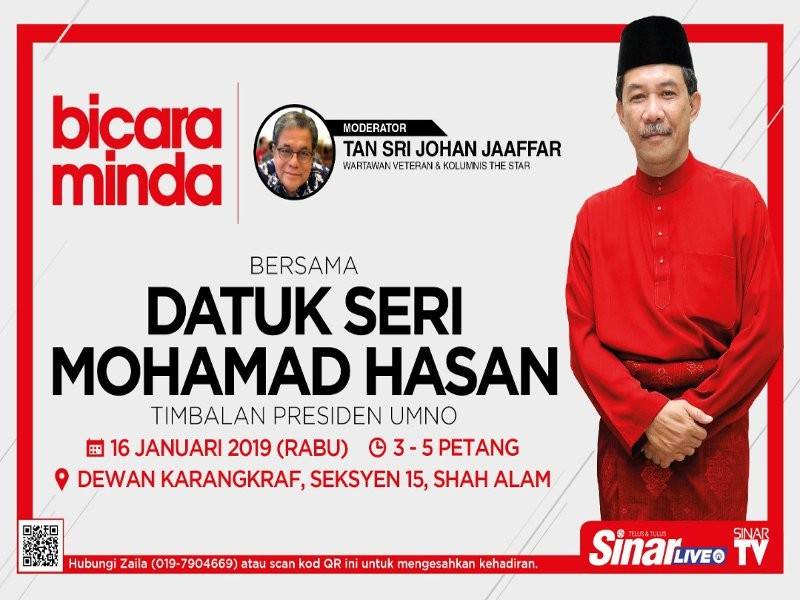 Poster program Bicara Minda bersama Mohamad yang sepatutnya berlangsung lusa.