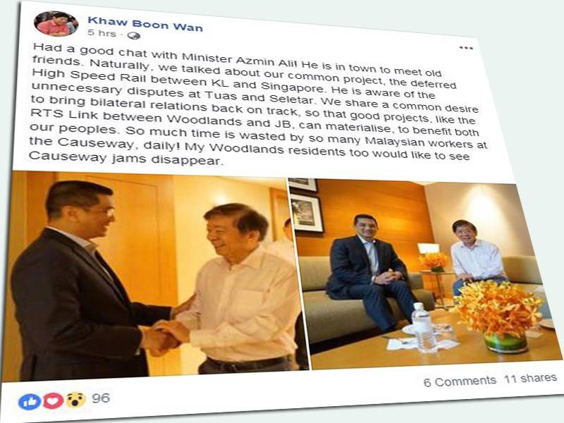 Paparan Facebook Khaw Boon Wan. 