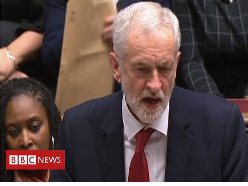 Jeremy Corbyn kemuka undi tidak percaya ke atas kerajaan May. - Foto BBC
