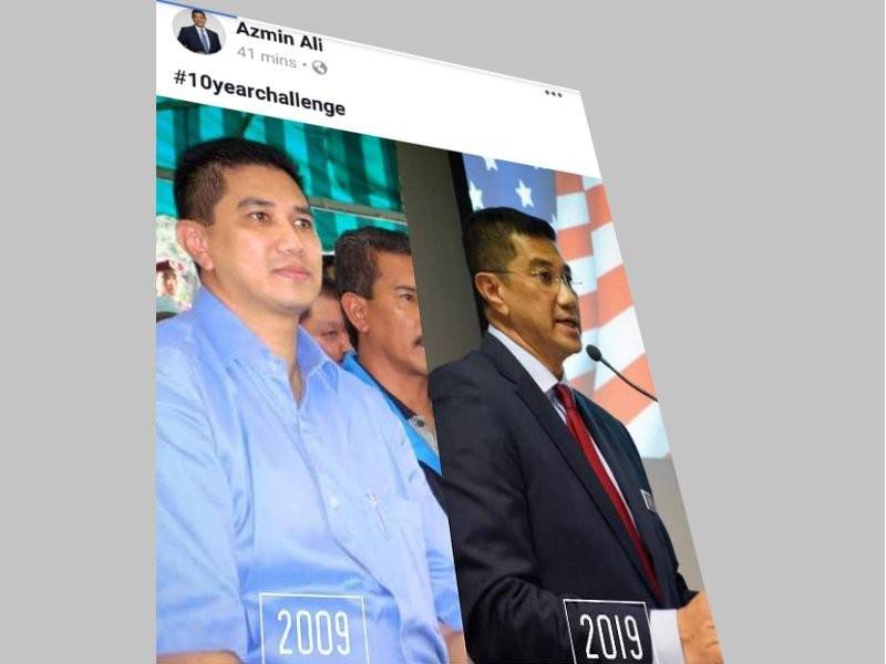 Netizen teruja apabila Azmin turut sertai #10yearchallenge' di akaun Facebook miliknya.
