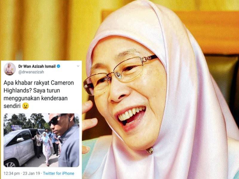 Paparan skin ciapan Timbalan Perdana Menteri, Datuk Seri Dr Wan Azizah Wan Ismail di laman mikro Twittter miliknya. 