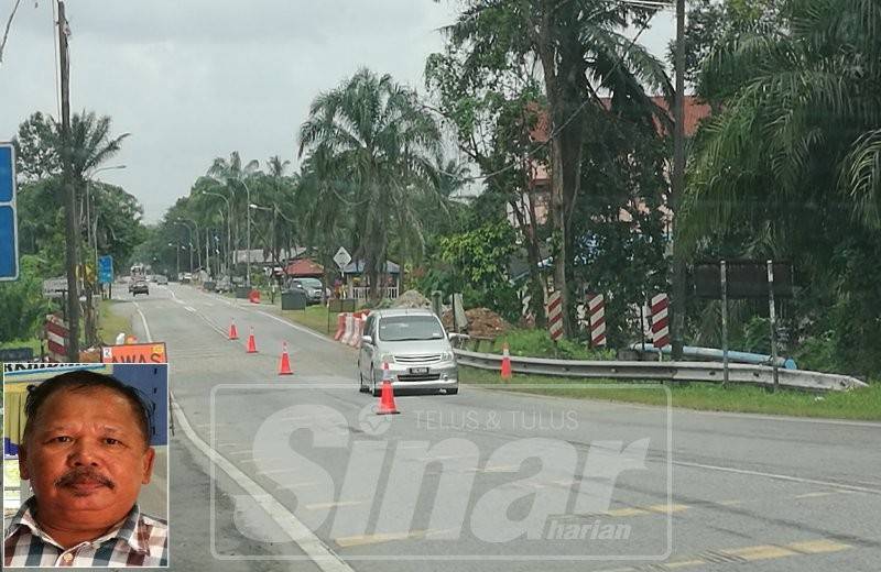 Jalan utama laluan Ajil-Bukit Besi ini dibuka kembali kepada semua lalu lintas bermula awal pagi semalam. (Gambar kecil: Mat Zin) 