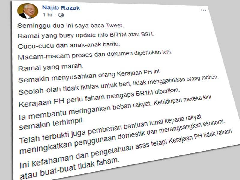 PH seolah-olah tak ikhlas nak beri BSH: Najib