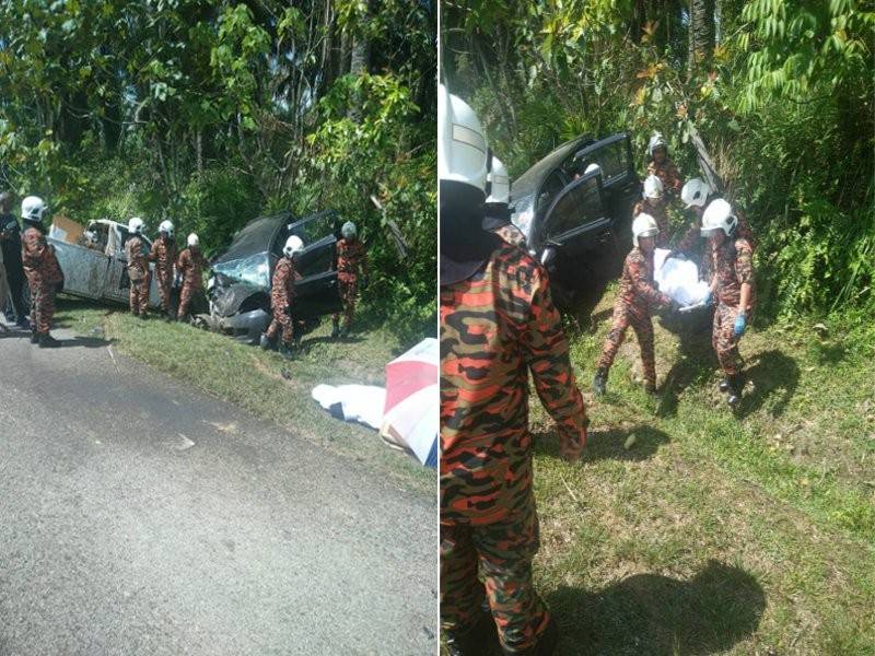 Dua beranak maut kereta bertembung