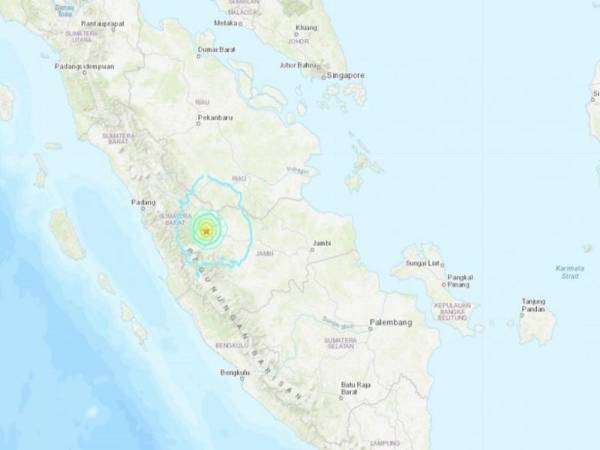 Gempa bumi berkekuatan 5.6 magnitud landa Kepulauan Sumatera.- Foto USGS