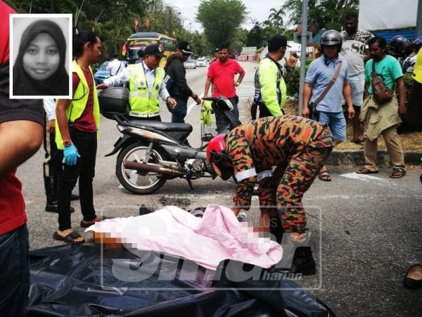 Mangsa maut di lokasi kejadian.